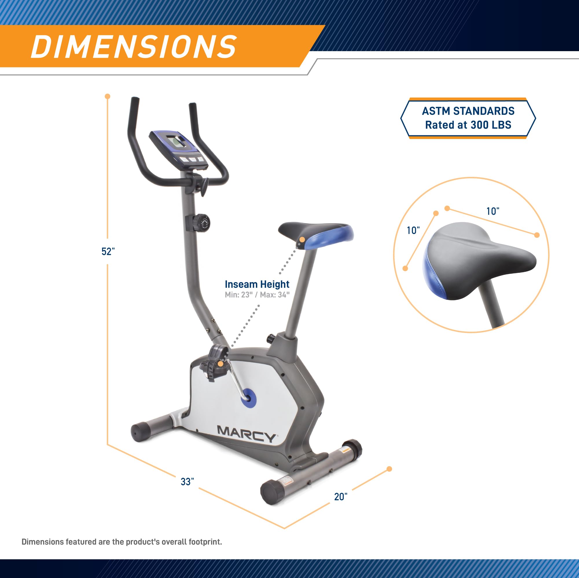 Marcy Magnetic Resistance Exercise Bike - 8 Levels Adjustable Indoor Cycling Bike for Home Gym, Cardio Workout & Weight Loss