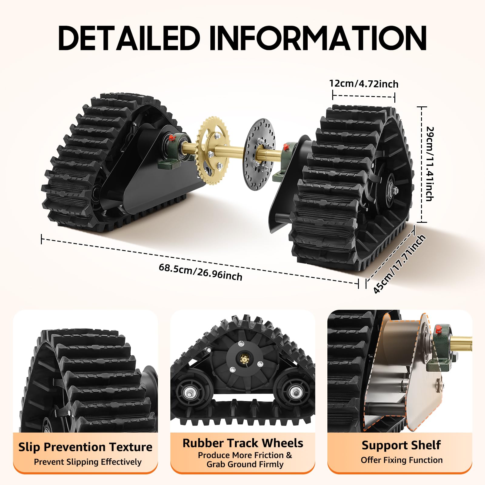 ATV Go-Kart Snow Sand Motorcycle Rear Axle Track Kit - 23.62