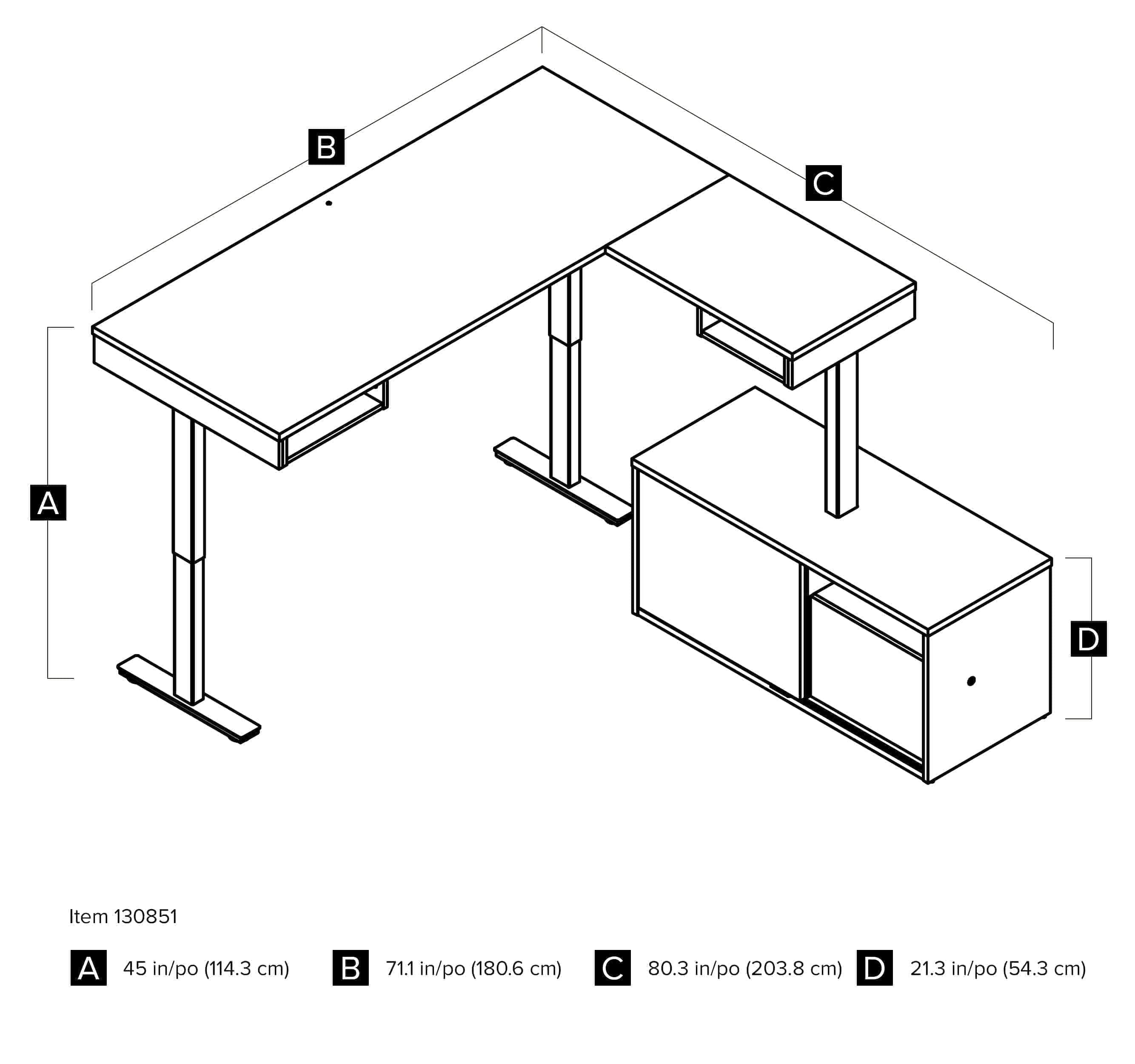 Ergonomic L-Shaped Standing Desk with Built-in Credenza & Dual Monitor Arm - 2 Color Options for Home & Office Workspace