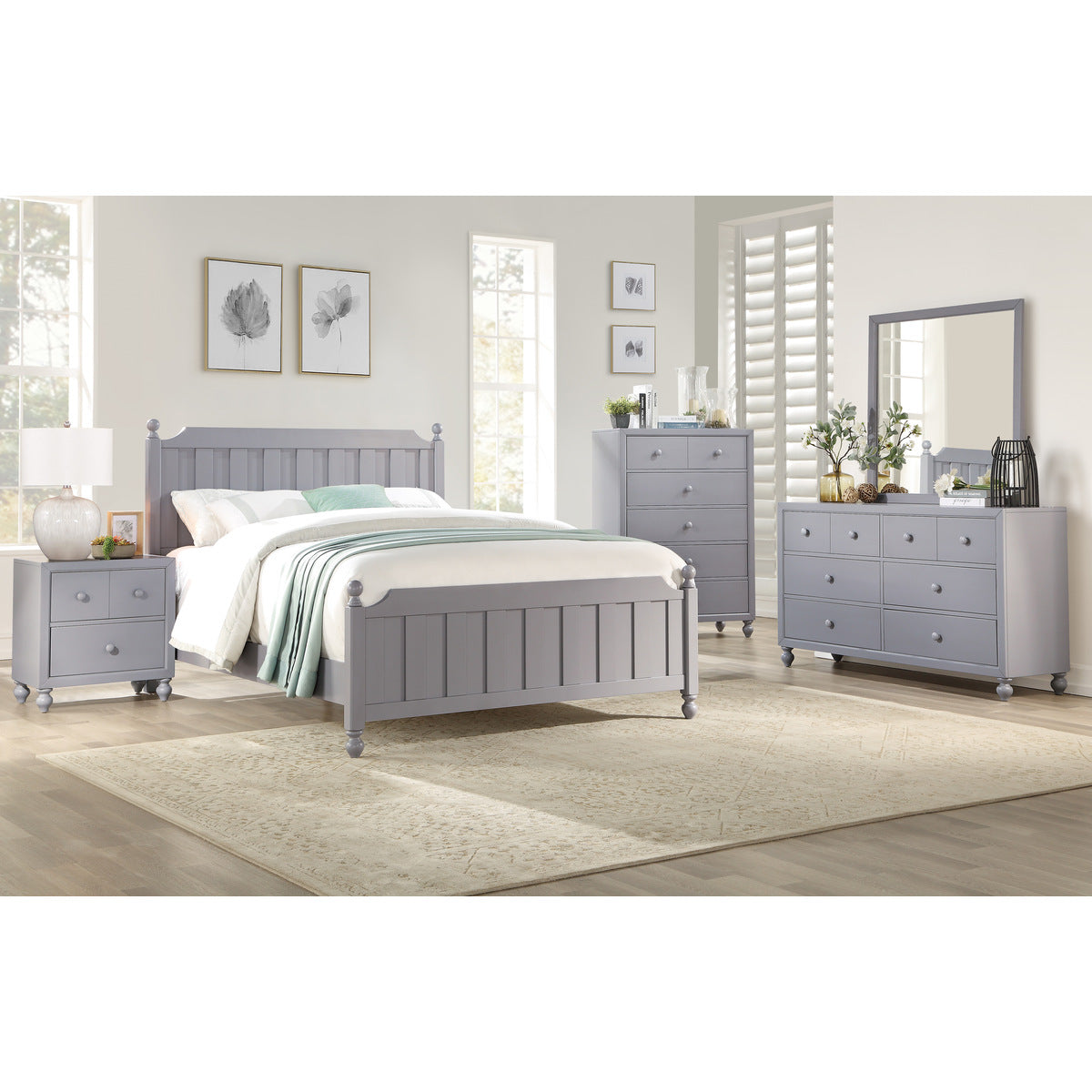 Gray Wood Full Bed Frame with Headboard & Footboard - Sturdy Bedroom Furniture for Adults & Teens - Perfect for Modern, Farmhouse, or Minimalist Home Decor