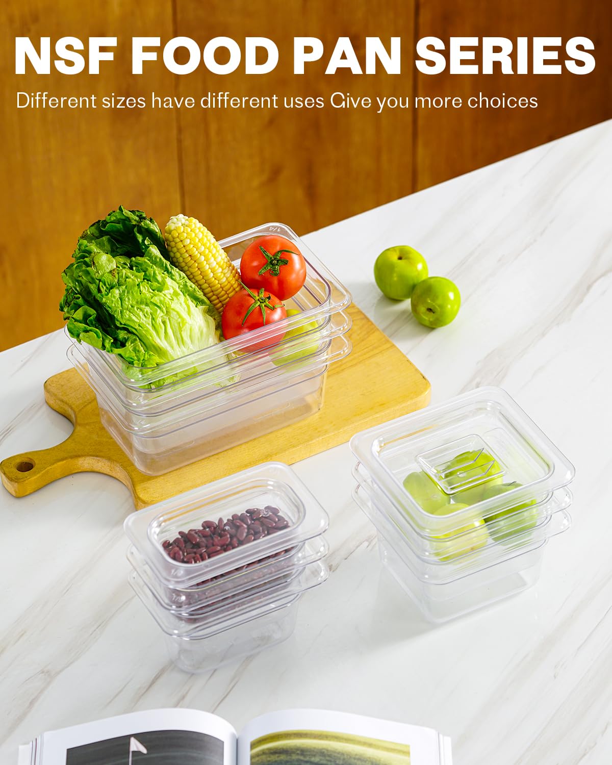 1/6 Size 2.5 Inch Clear NSF Polycarbonate Food Pan - 9 PCS Set | BPA-Free Commercial Food Storage Containers with Lids | Hot & Cold Resistant | Restaurant, Hotel & Catering Use | Food Grade Safe for Kitchen, Buffet & Meal Prep