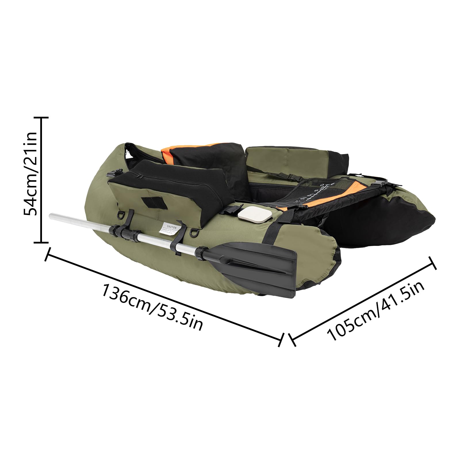 **Inflatable Fishing Float Tube Kit - Portable Outdoor Fishing Boat with Adjustable Backrest, Paddle, Pump & Accessories - 286.6LBS Load Capacity - Perfect for Lakes, Rivers & Saltwater Fishing**