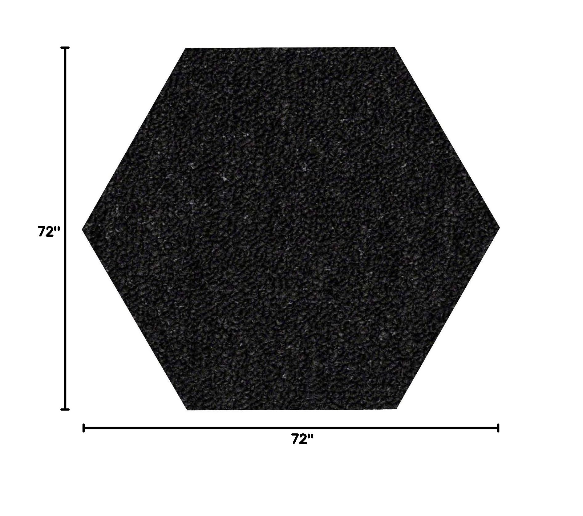 Premium Black Hexagon Area Rug 6' - Indoor Outdoor Commercial Carpet for Living Room, Bedroom, Patio & Office | Non-Slip Durable Floor Mat for High Traffic Areas