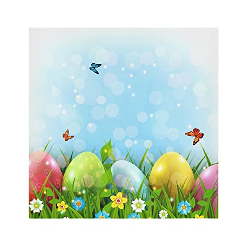 Xigua Easter Eggs Cloth Napkins Set of 4 - 20x20 Inch Oversized Washable Polyester Dinner Napkins for Family, Restaurant & Party Decor - Perfect for Easter Celebrations, Holiday Dining & Special Occasions
