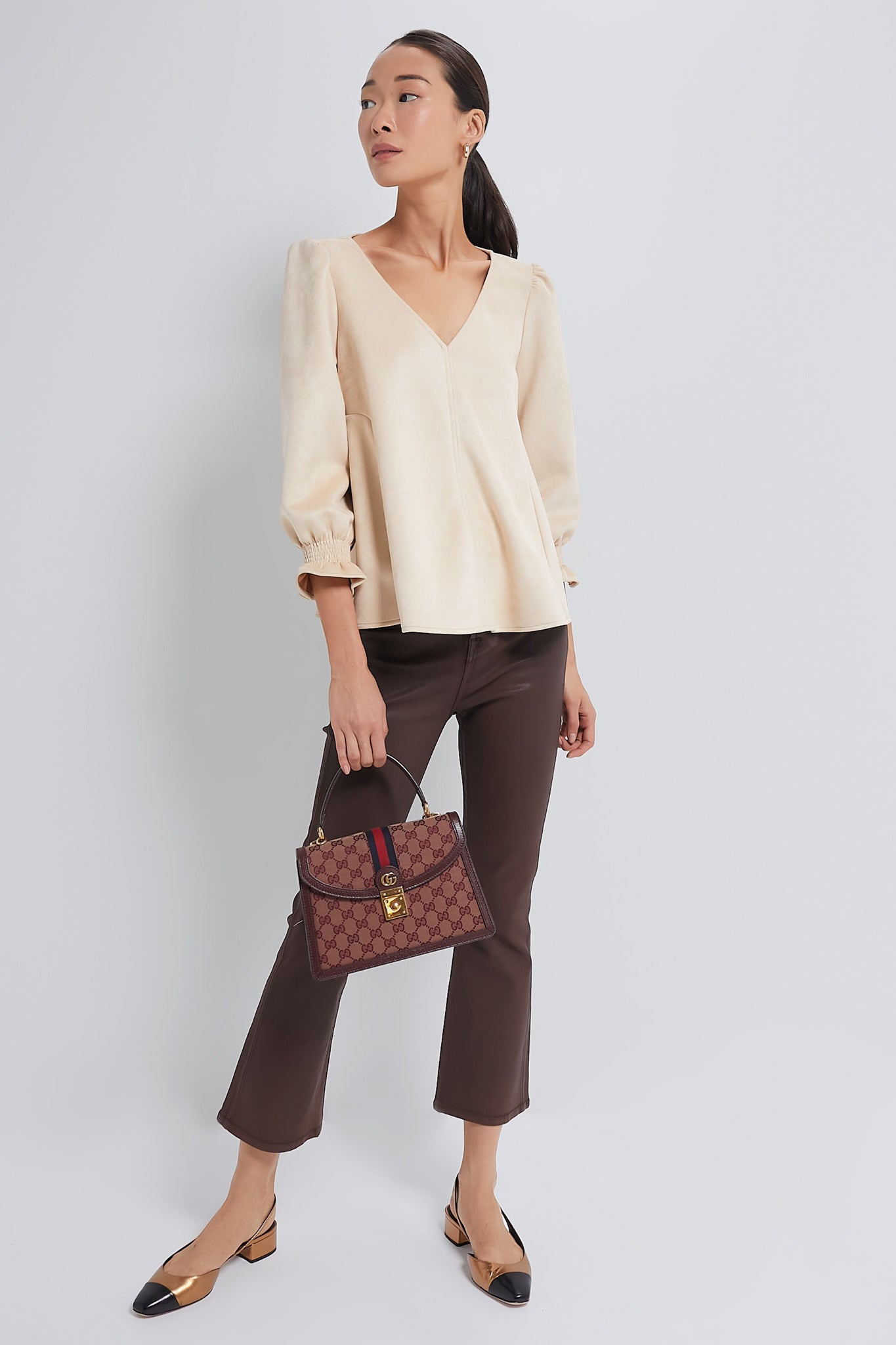 Stylish Bone Suede Easton Blouse for Women | Trendy Casual & Office Wear | Perfect for Work, Dates & Everyday Outfits