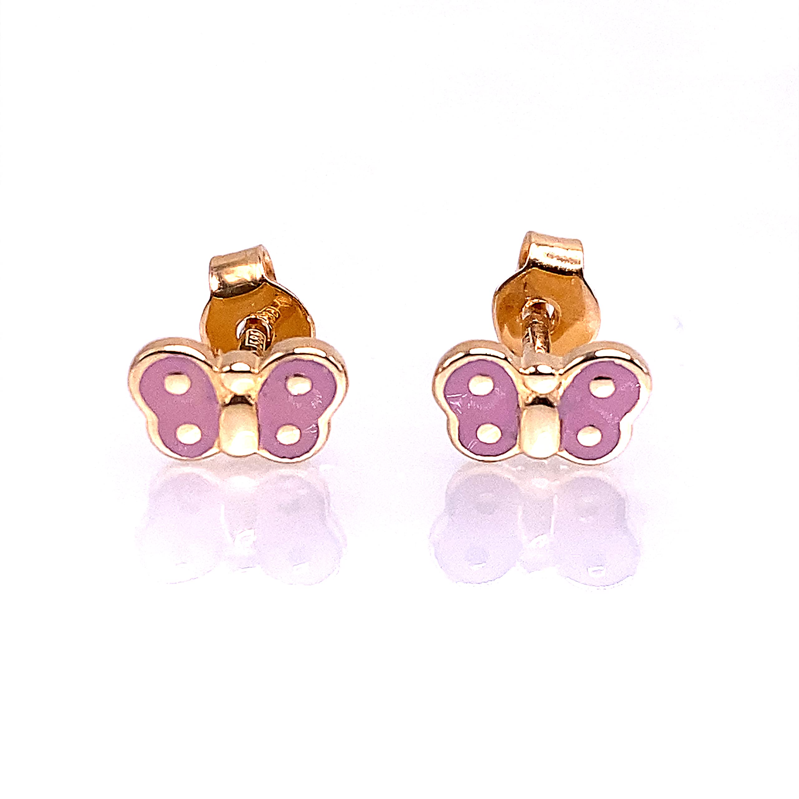 14K Yellow Gold Enamel Bow Stud Earrings for Girls - Hypoallergenic Kids Jewelry Gift for Birthdays & Special Occasions | Perfect for School, Parties & Everyday Wear