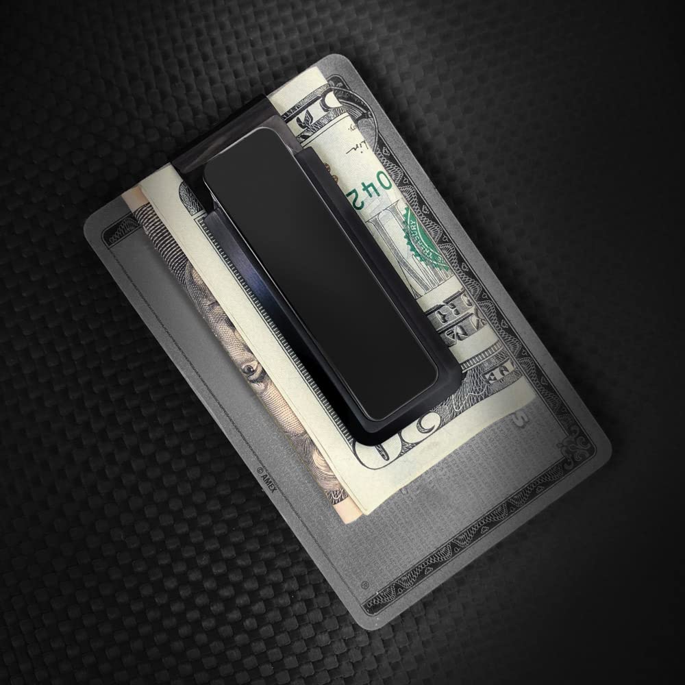 Premium Aluminum Blackout Money Clip for Men - Slim RFID Blocking Cash & Credit Card Holder - Minimalist Wallet Alternative for Everyday Carry, Travel, and Business