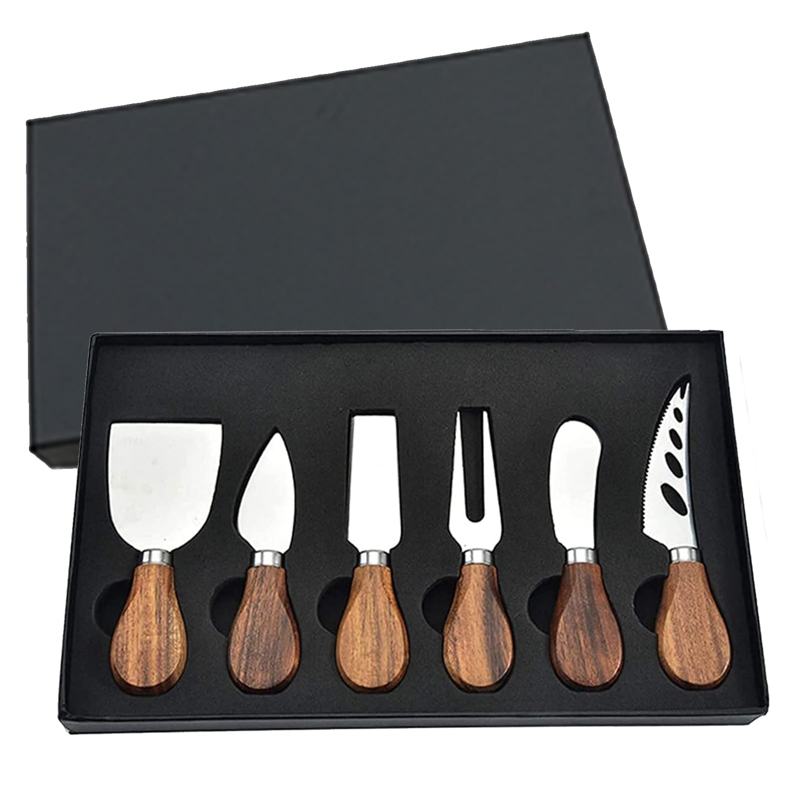 Premium 6-Piece Cheese Knife Set with Stainless Steel Blades & Bamboo Handle - Cheese Slicer, Cutter, Fork & Spreader for Charcuterie Boards, Cheese Platters & Gift Sets - Perfect for Wine Parties, Gourmet Entertaining & Kitchen Essentials