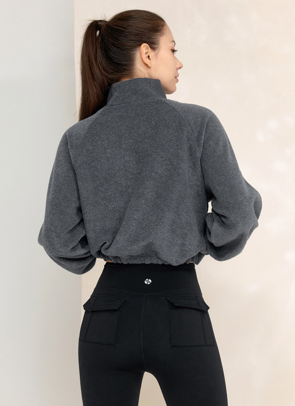 Fluffy String High Neck Sweatshirt for Women - Cozy Fleece Pullover with Drawstring Hood - Perfect for Winter, Fall & Casual Outfits