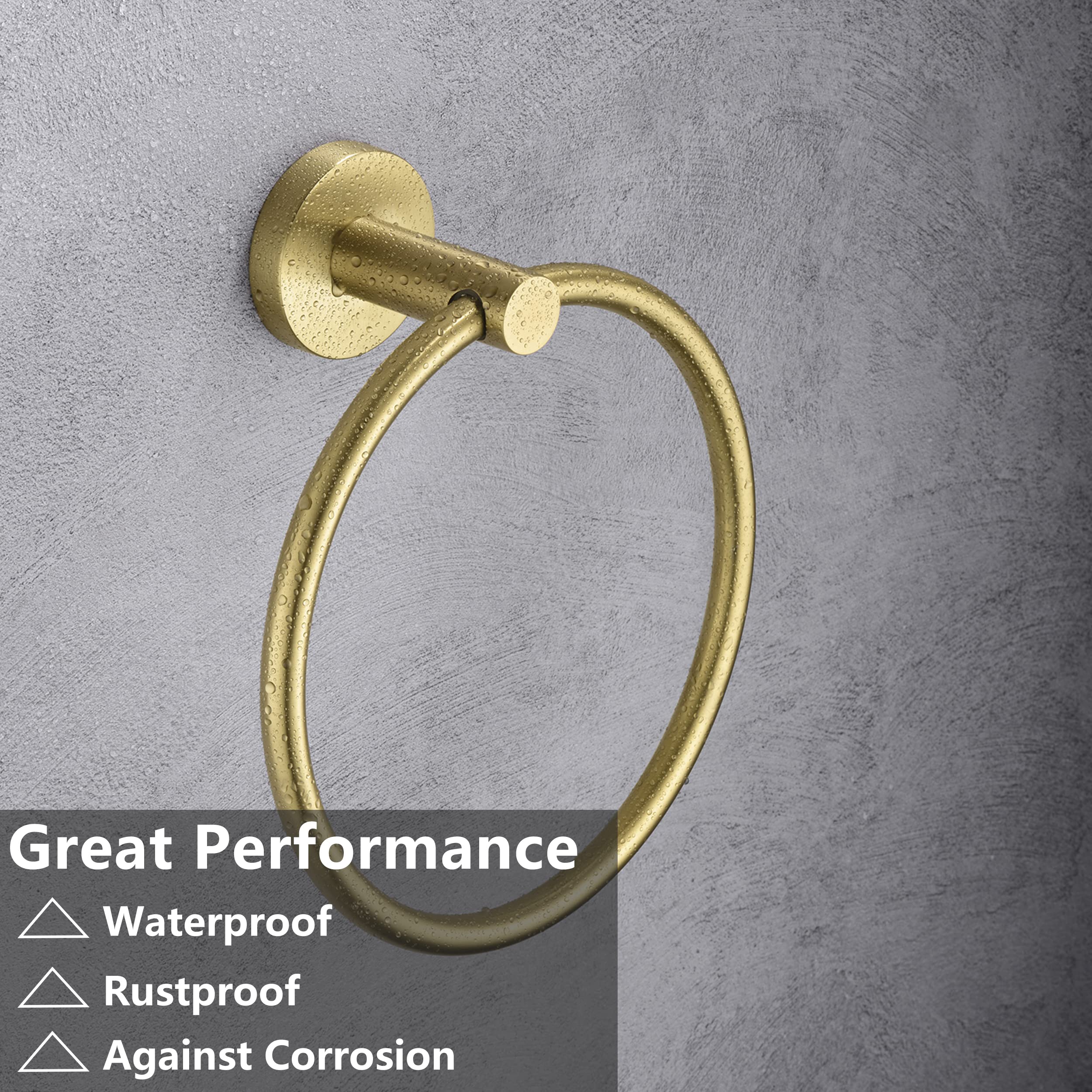 Premium Gold Toilet Paper Holder & Towel Ring Set - 2 Piece Bathroom Hardware Accessories in SUS304 Stainless Steel - Wall Mounted Hand Towel Holder for Bathroom Decor - Durable & Rustproof for Modern Homes, Apartments & Luxury Hotels