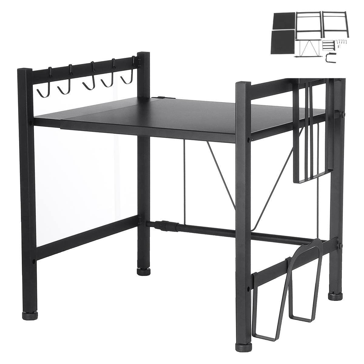 2-Tier Retractable Microwave Oven Rack - Expandable Kitchen Shelf Organizer for Microwave, Dishwasher & Countertop - Space Saving Solution for Small Kitchens (Type B) - Perfect for Meal Prep, Baking & Appliance Storage