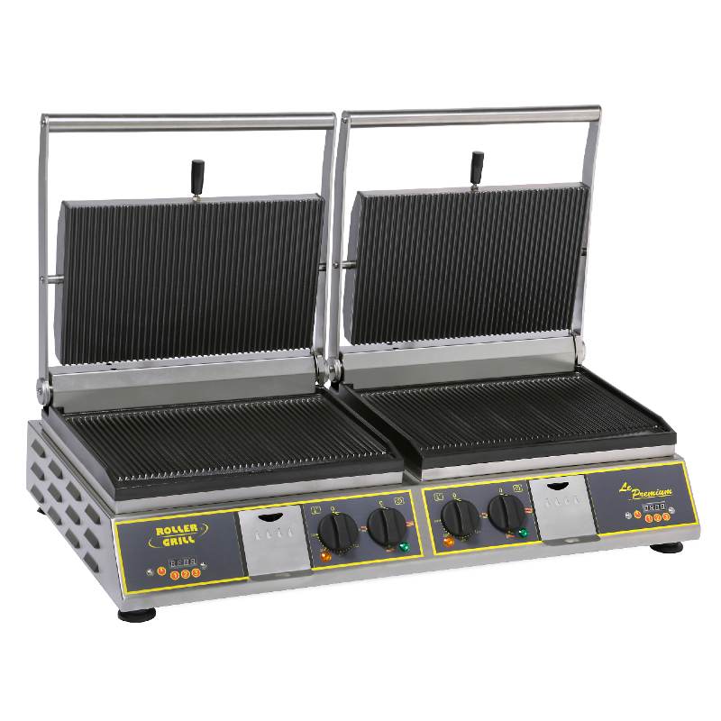 Equipex Diablo Premium Double Panini Grill - 6500W High Power, Grooved Top & Bottom Plates for Perfect Grill Marks - Ideal for Restaurants, Catering & Home Cooking
