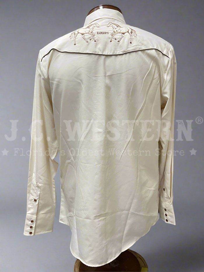 Men's Western Shirt with Running Horses Design - Comfortable Cowboy Style Button-Up Shirt for Casual Wear, Rodeo, and Country Music Events - Rangers 1044CA01 in Beige