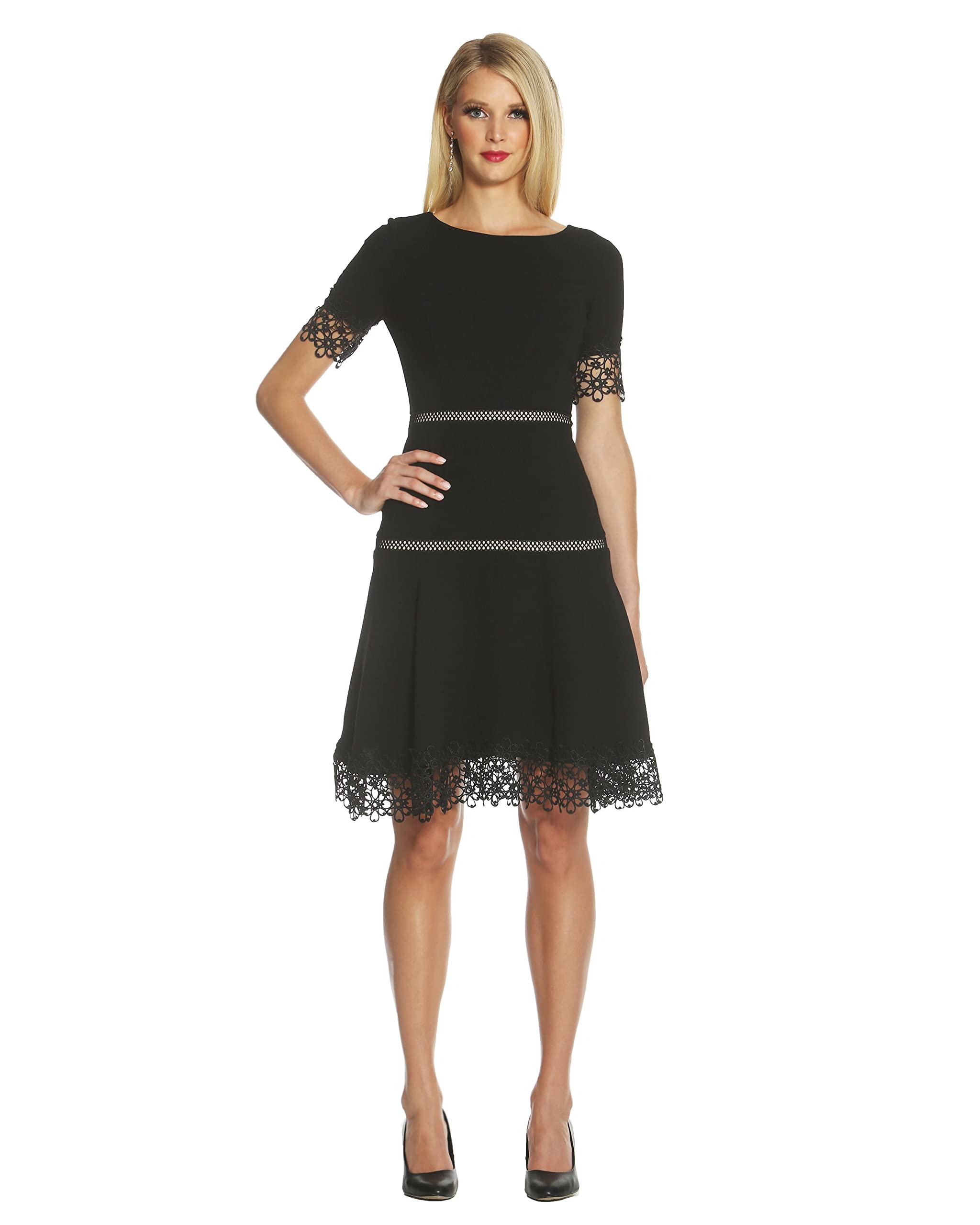 Shani Women's Fit and Flare Crepe Dress - Elegant Bodycon Midi Dress for Party, Wedding & Cocktail Events | Comfortable Stretchy Fabric for Day & Night Wear