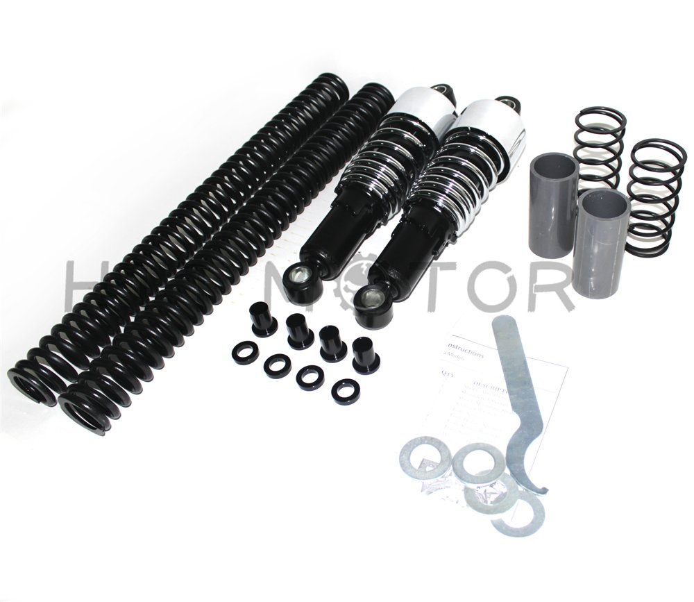 HTTMT LS007 Harley Dyna FXD Lowering Kit - Compatible with Chrome Slammer Shocks & Fork Springs (2006-2014) | Motorcycle Suspension Upgrade for Improved Ride & Handling