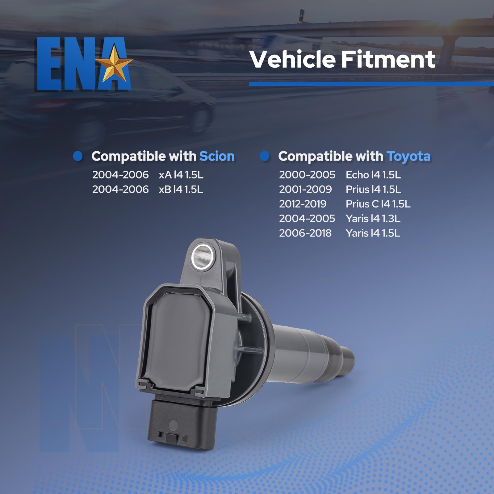 ENA Ignition Coil Pack - Compatible with Scion Toyota Prius 2000-2019, Echo, Yaris 2004-2006, xA, xB - Replaces UF316 9091902240 C1304 193175931 - Perfect for Engine Performance & Smooth Driving
