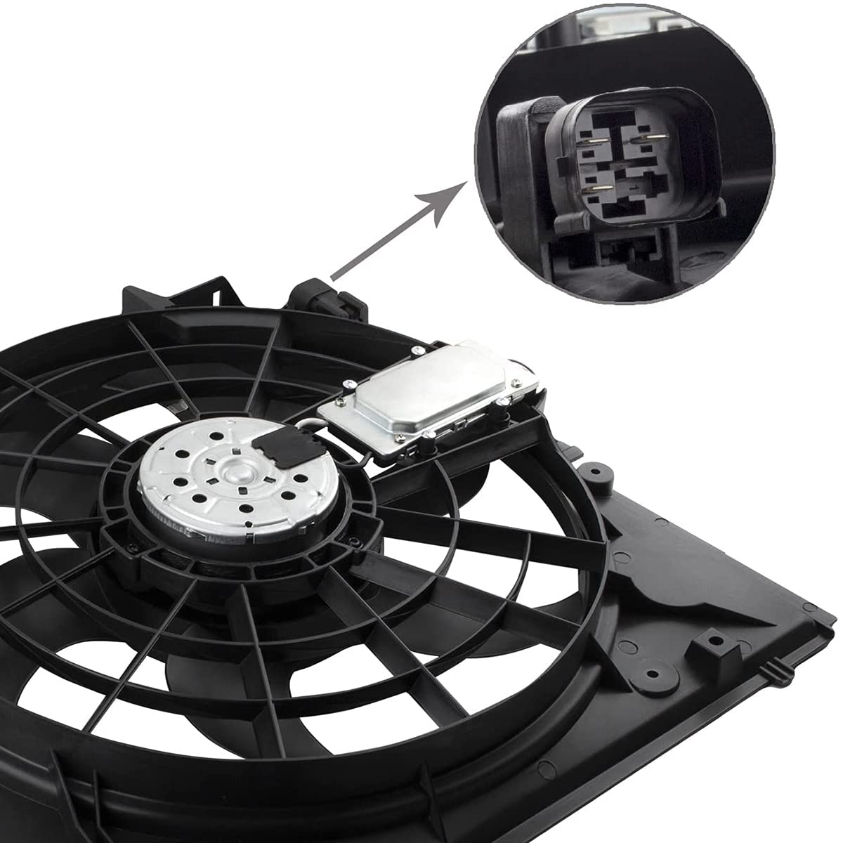 BMW E46 Engine Radiator Cooling Fan with Controller Assembly - Compatible with 320i 323Ci 323i 325Ci 325i 325xi 328i 330Ci 330i 330xi (2001-2005) - OEM Part Numbers BM3115108 17111438577 17117525508 - Perfect for Engine Cooling System Repair & Maintenance