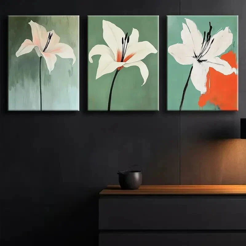 3-Piece White Flower Wall Art Set - Luxurious Framed Canvas Prints 50x70cm | High Quality Australian Made | Perfect for Living Room, Bedroom & Office Decor | Ready to Hang
