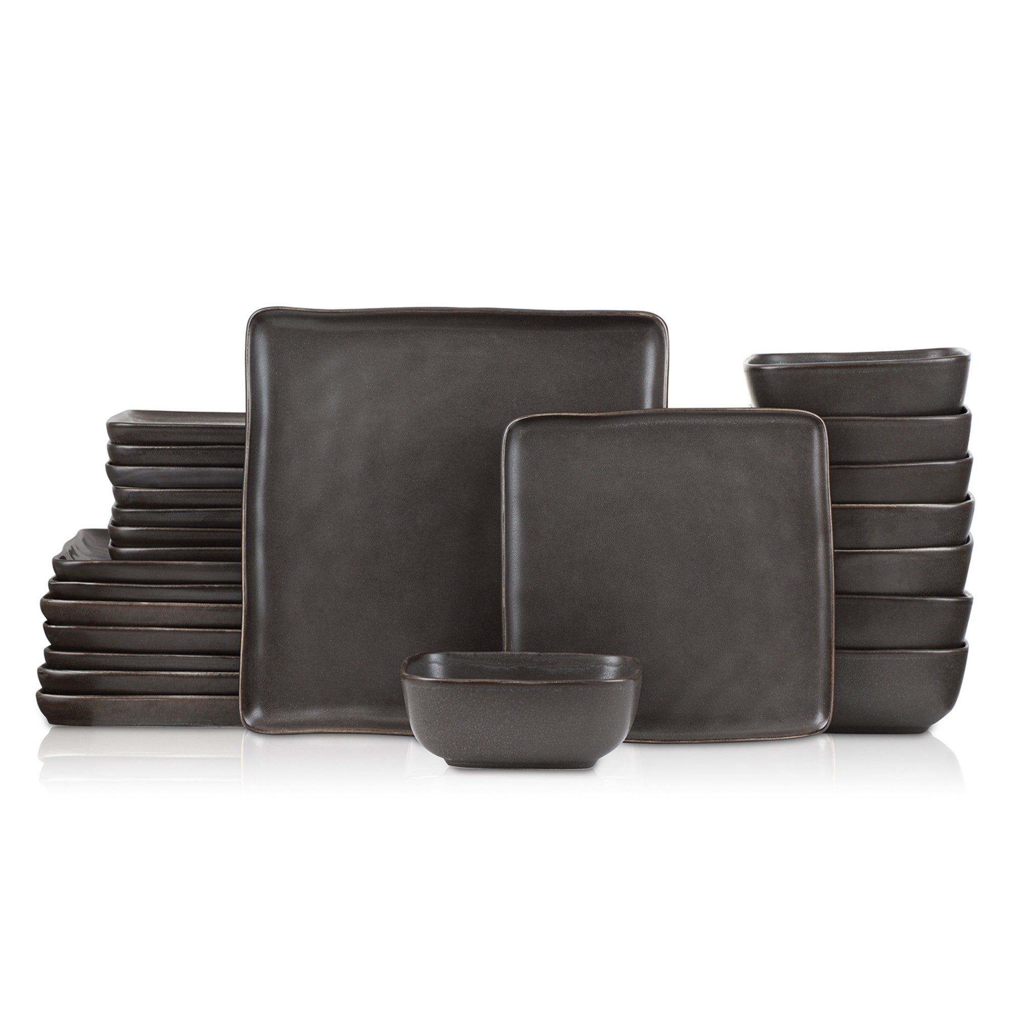 Premium Jonny Stoneware Dinnerware Set - Elegant Brown 16-Piece Dinnerware for Family & Entertaining - Durable Stoneware Plates, Bowls & Mugs for Everyday Use & Special Occasions