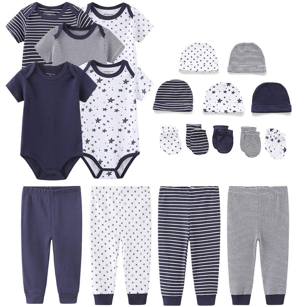 Kiddiezoom Newborn Baby Clothes Set - Cute Outfits, Pants & Bodysuits for Baby Girls & Boys 0-3 Months | Perfect Layette Gift Set for Newborn Photoshoots, Baby Showers & Daily Wear