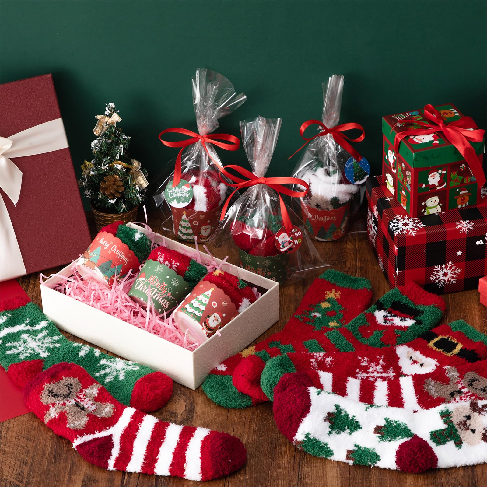 24 Pairs Christmas Cupcake Fuzzy Socks for Women - Bulk Holiday Gift Set for Xmas, Valentine's Day, Teachers & Colleagues - Cozy Winter Socks for Gifting, DIY Crafts & Christmas Celebrations