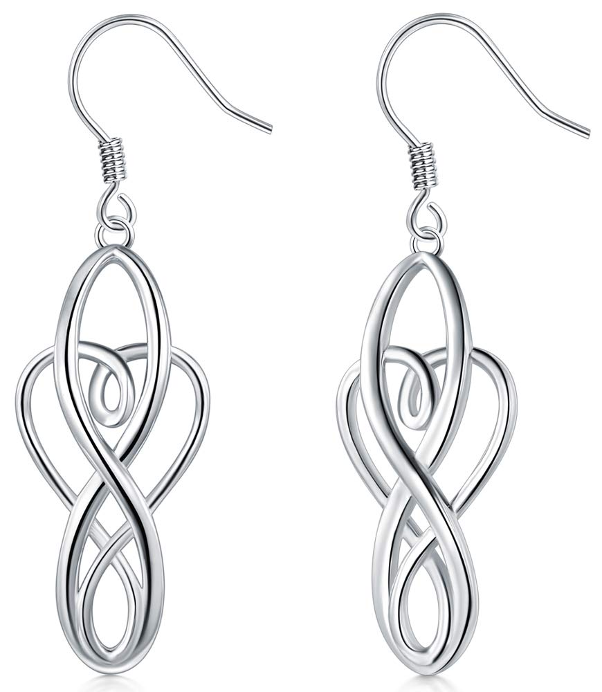 18K Gold Plated 925 Sterling Silver Celtic Knot Dangle Earrings for Women | Vintage Irish Good Luck Jewelry | Elegant Teardrop Earrings for Everyday Wear & Special Occasions