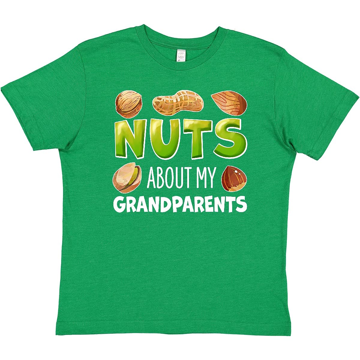 inktastic Nuts About My Grandparents Peanut Almond Pistachio Youth T-Shirt | Cute Grandparent Apparel for Kids | Perfect for Family Reunions & Grandparents Day Gifts