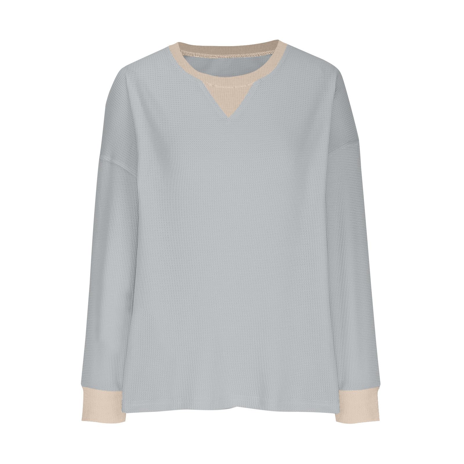 Women's Oversized Waffle Knit Sweatshirt - Soft Long Sleeve Crewneck Pullover Top for Casual Wear | Cozy Fall Fashion Loose Fit | Perfect for Lounging, Coffee Dates & Weekend Outings