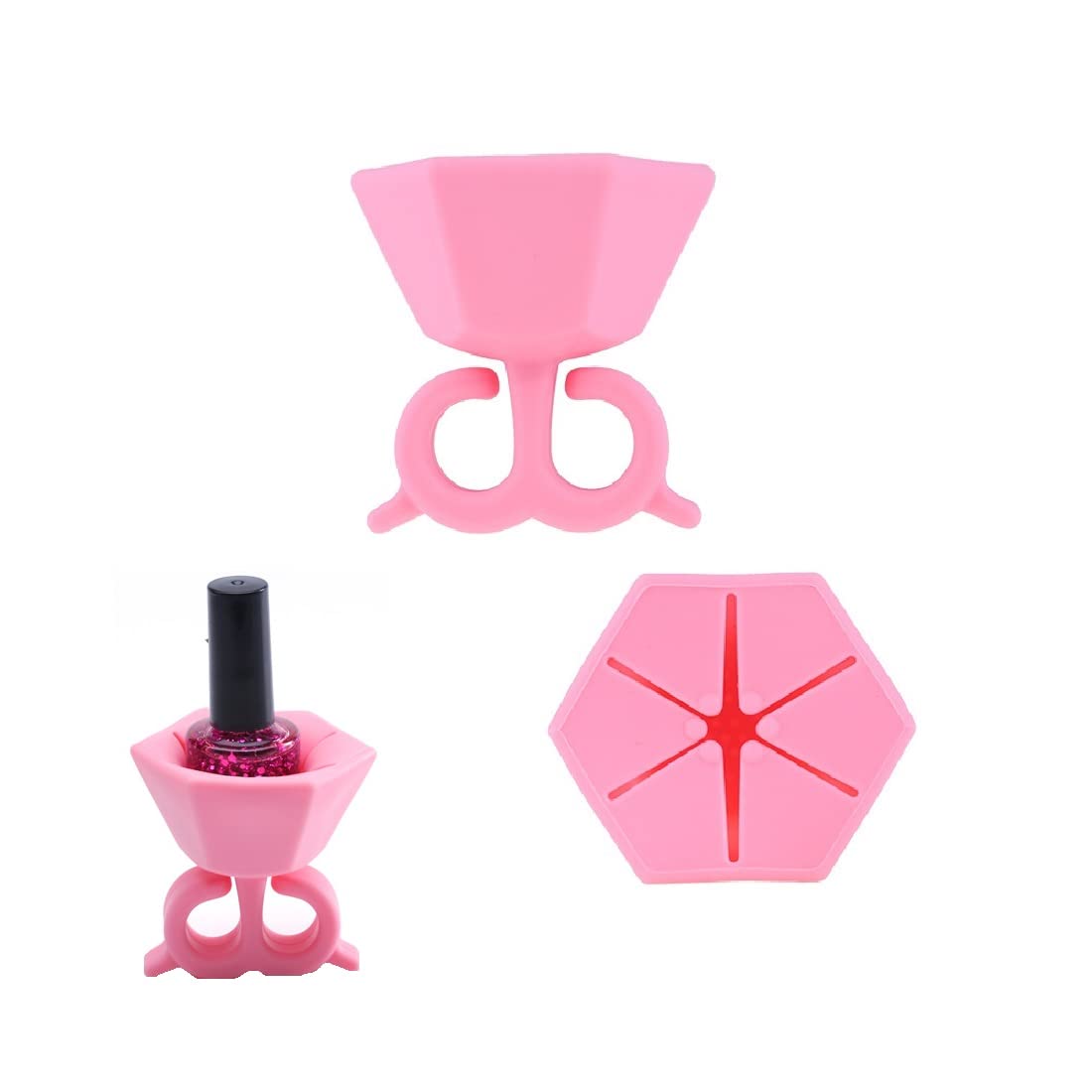 Professional Nail Polish Bottle Display Silicone Round Holder Stand - 2 Pack Multicolor for Salon, Home, and Travel Organization