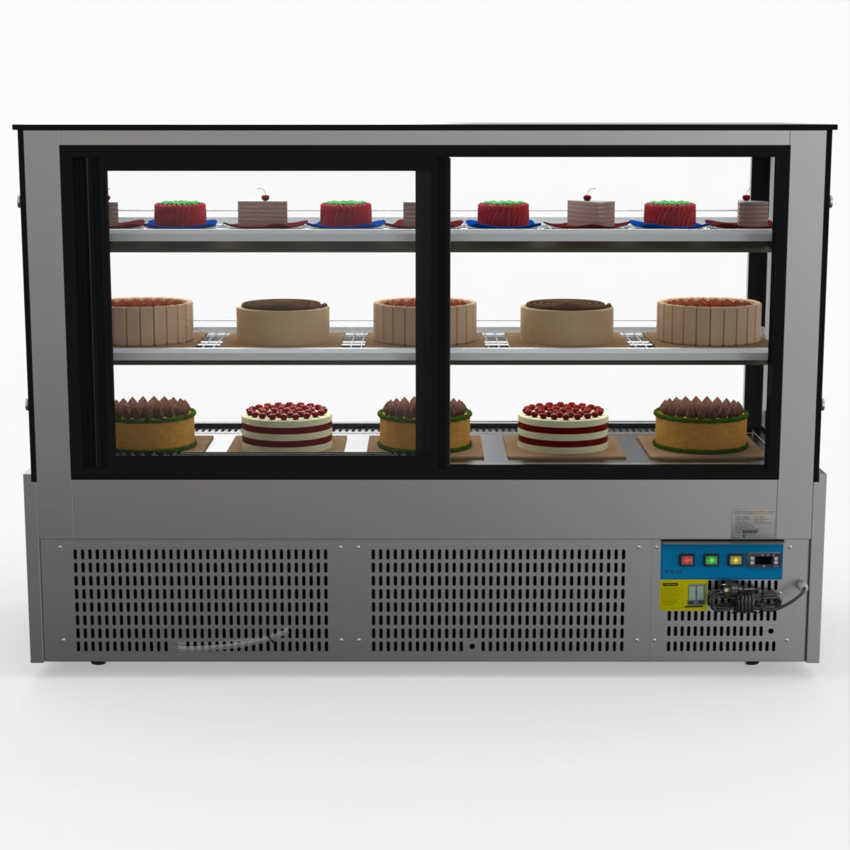 Bonvue SG180FA Commercial Refrigerated Display Case - Dual Glass Door Merchandiser for Deli, Bakery & Grocery - Perfect for Supermarkets, Convenience Stores & Cafes