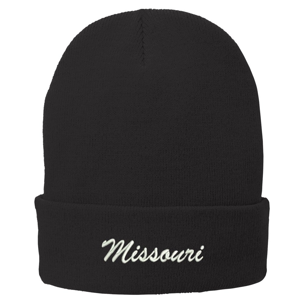 Trendy Missouri Embroidered Winter Folded Long Beanie - Warm Knit Hat for Men & Women - Perfect for Cold Weather, Outdoor Activities & Fashion Accessory