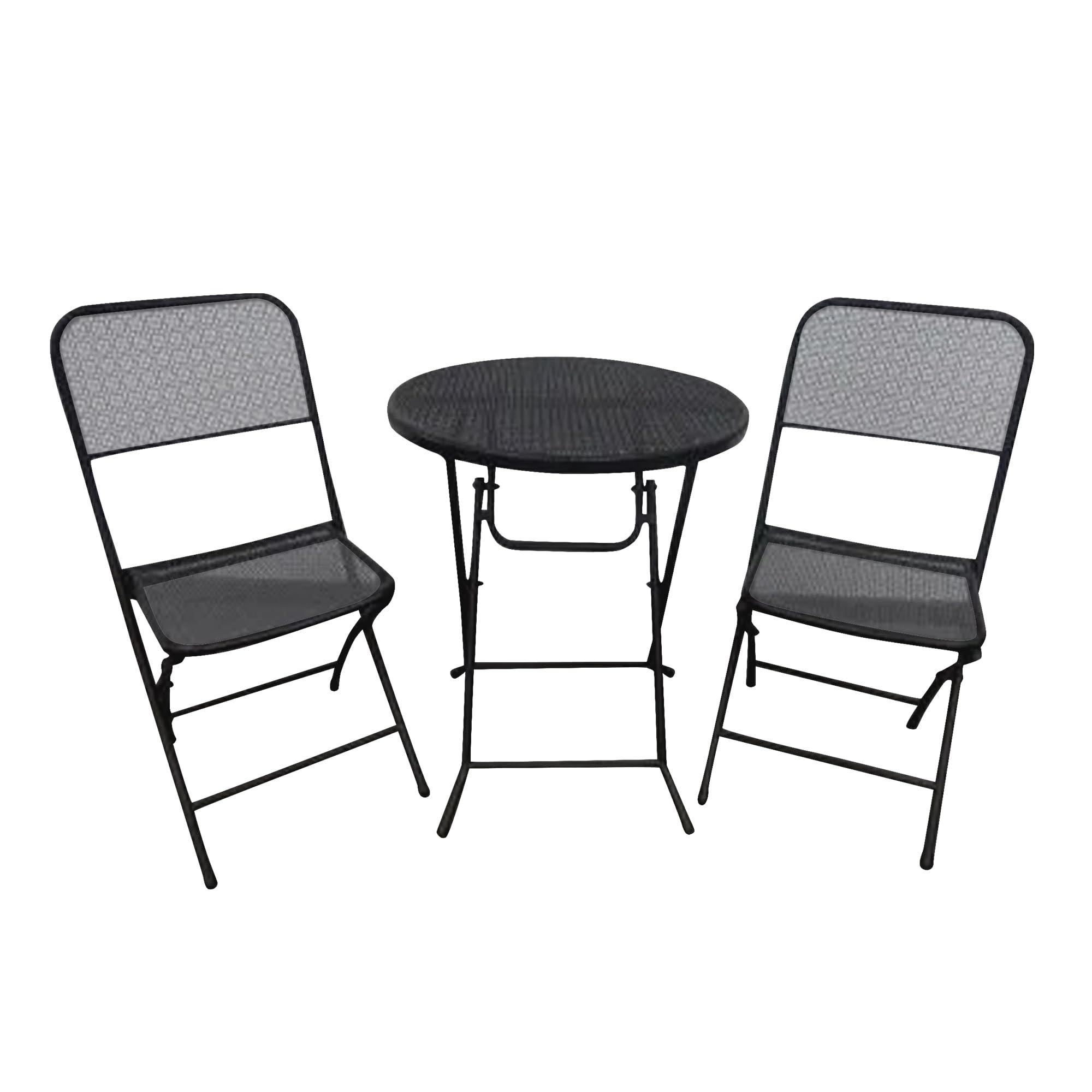 Padova 3-Piece Outdoor Bistro Set with 2 Folding Chairs & Round Table - Black Patio Furniture for Backyard, Deck or Garden Dining | Perfect for Small Spaces & Outdoor Entertaining