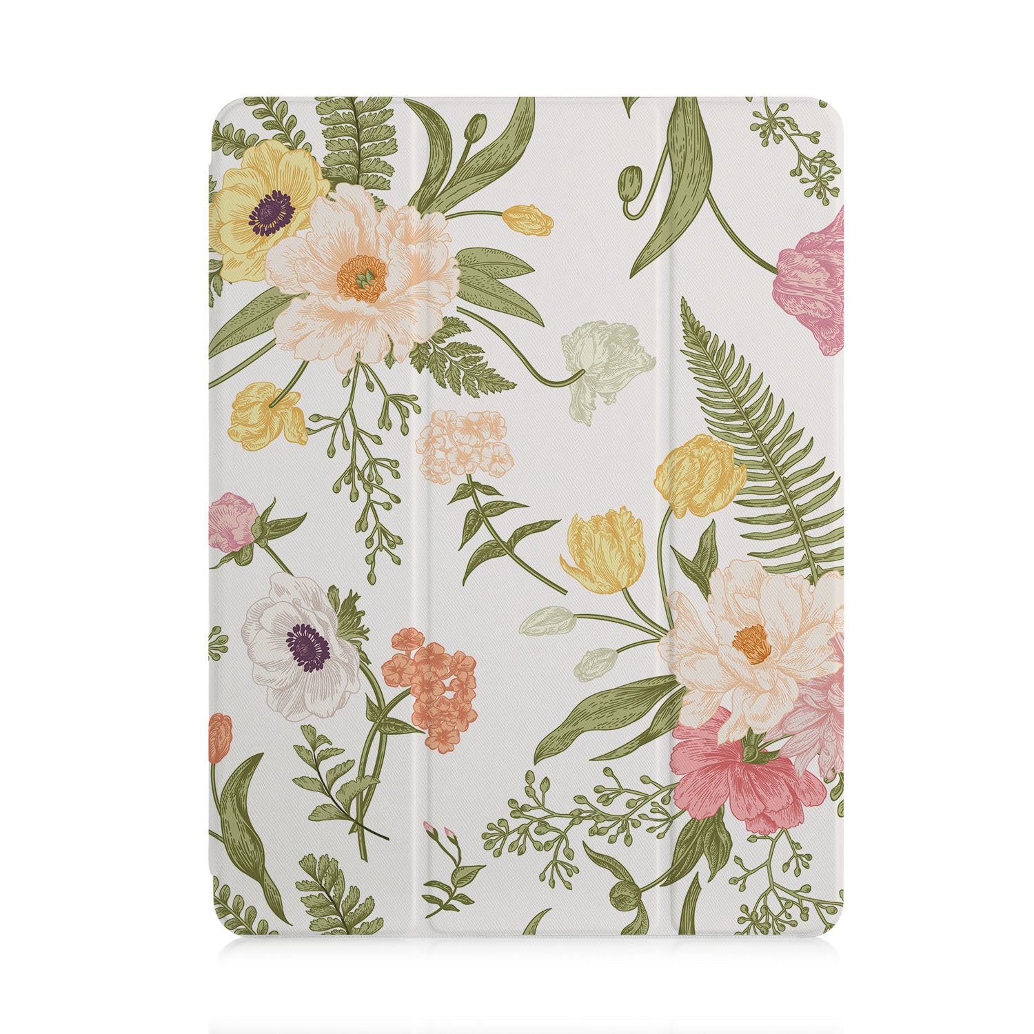 Premium Pink Floral iPad Trifold Case - Slim Protective Cover for iPad 7/8/9/Air 3/Pro 10.5