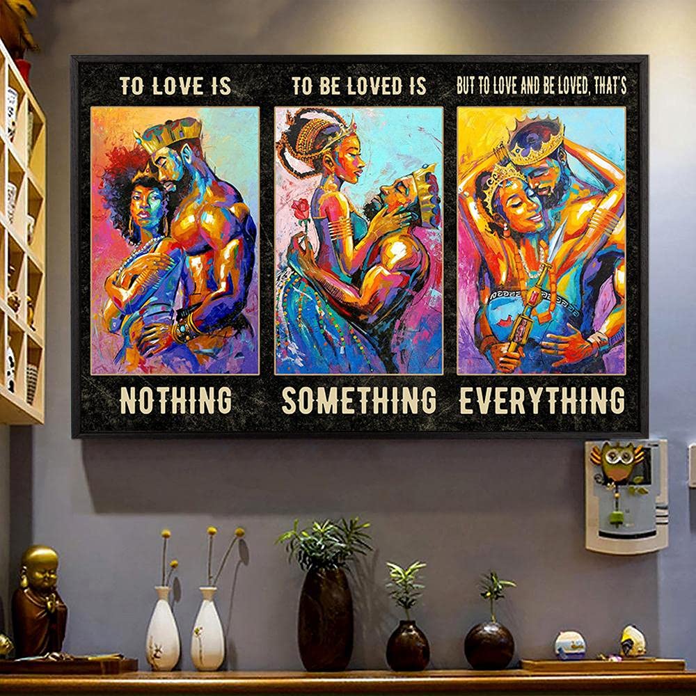 King & Queen Love Poster - Canvas Wall Art for Couples | Home Decor, Anniversary & Birthday Gift