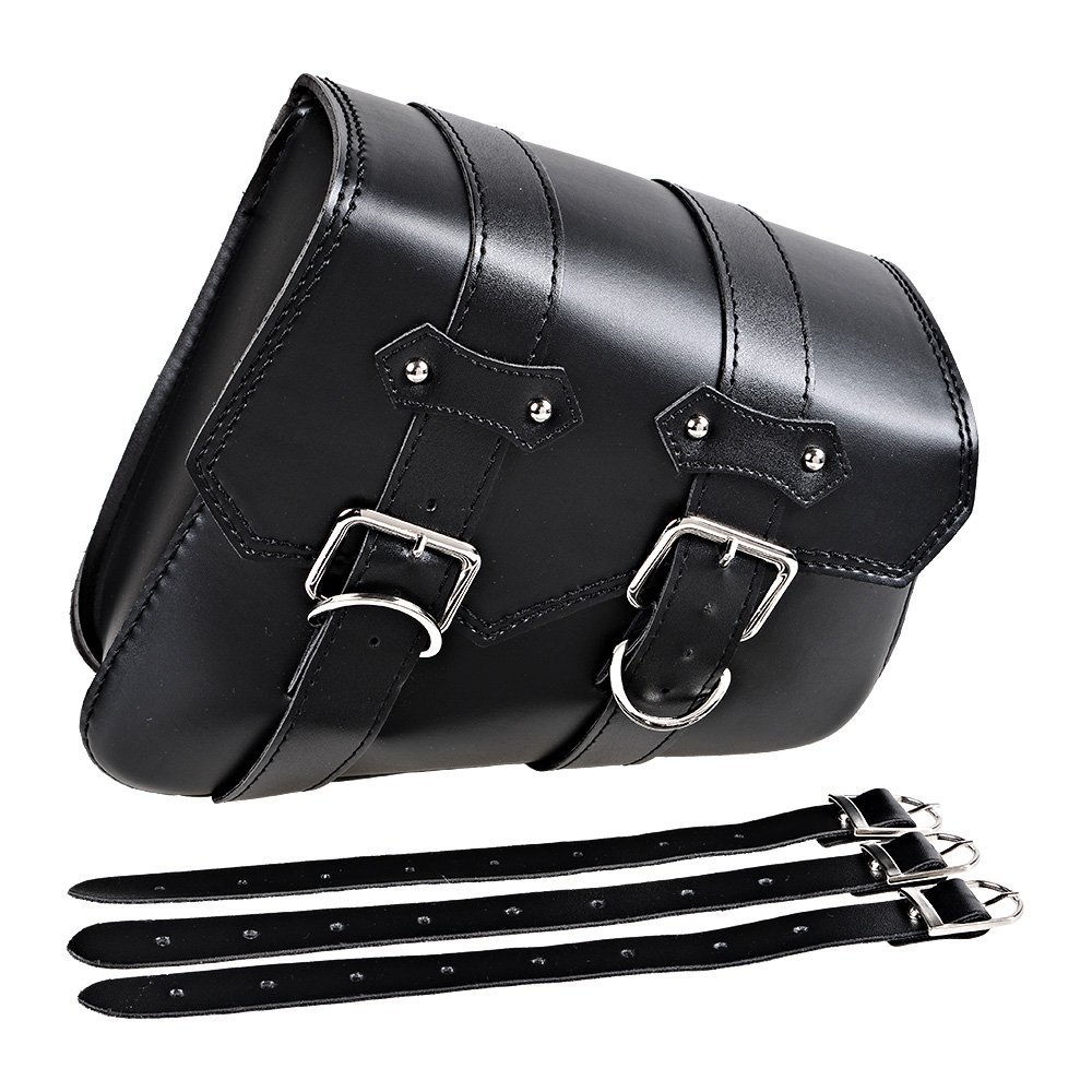 Astra Depot Black Right Side Solo Saddle Storage Bag Swing-arm Set For Harley Sportster XL 883 1200 - Durable Motorcycle Accessory for Road Trips & Daily Commuting