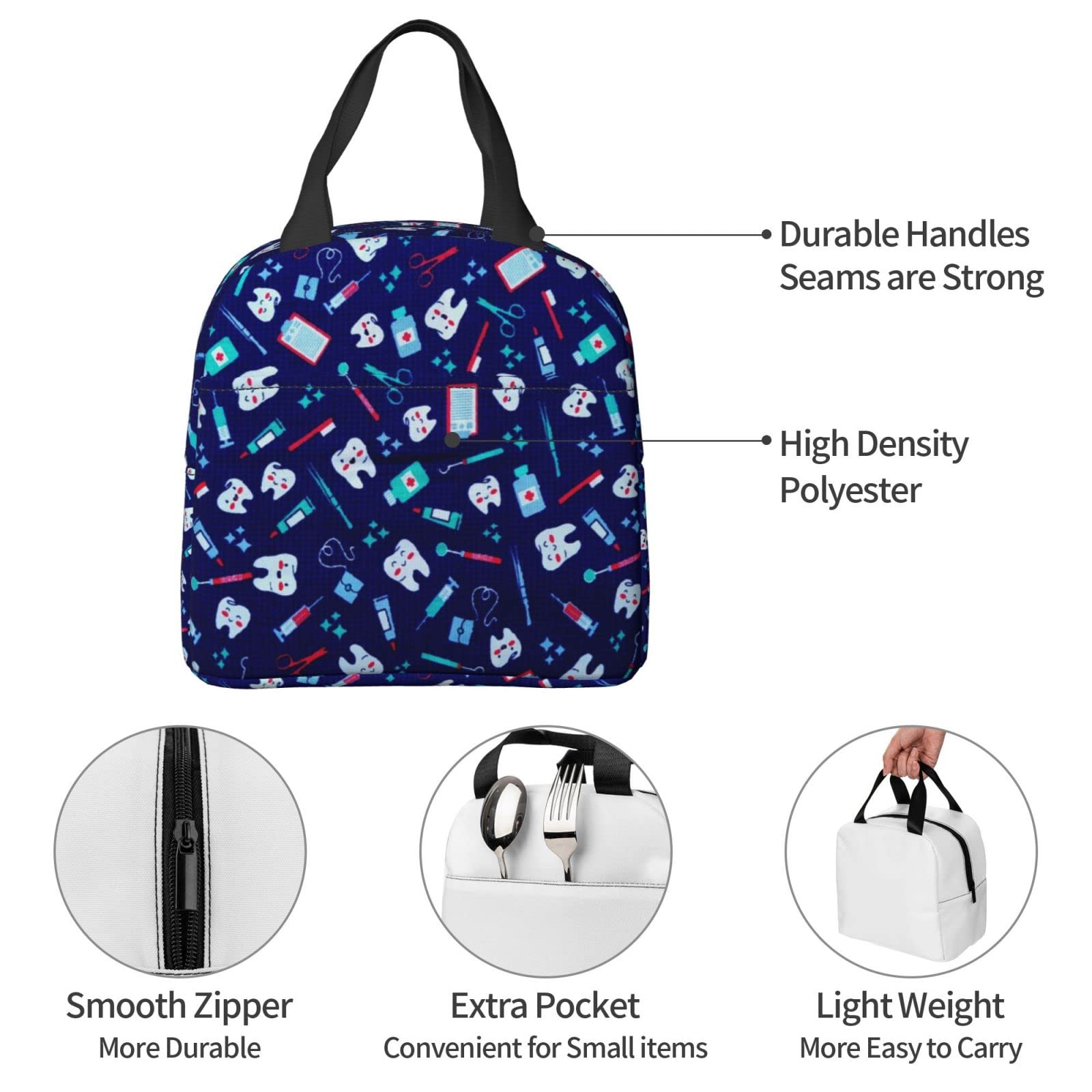 Insulated Lunch Bag for Women & Men - Thermal Cooler Tote for Work, Camping & Travel - Cute Picnic Pouch for Dental Hygienists & Professionals - Perfect for Office, Outdoor Adventures & Daily Commute