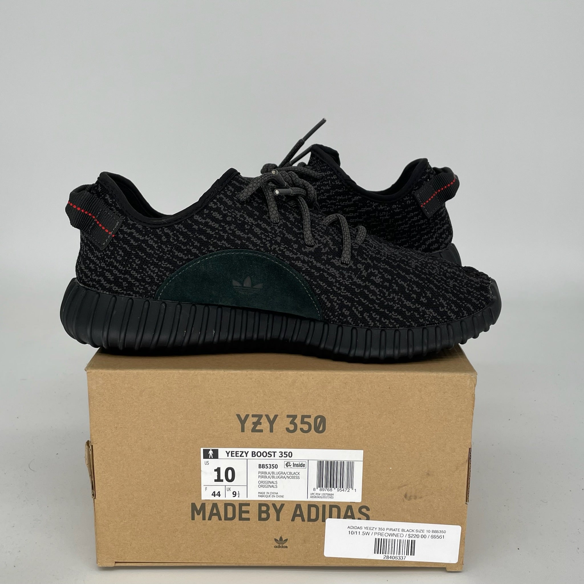 Adidas Yeezy Boost 350 V2 Pirate Black Men's Running Shoes Size 10 - Comfortable Sneakers for Casual Wear, Gym & Street Fashion