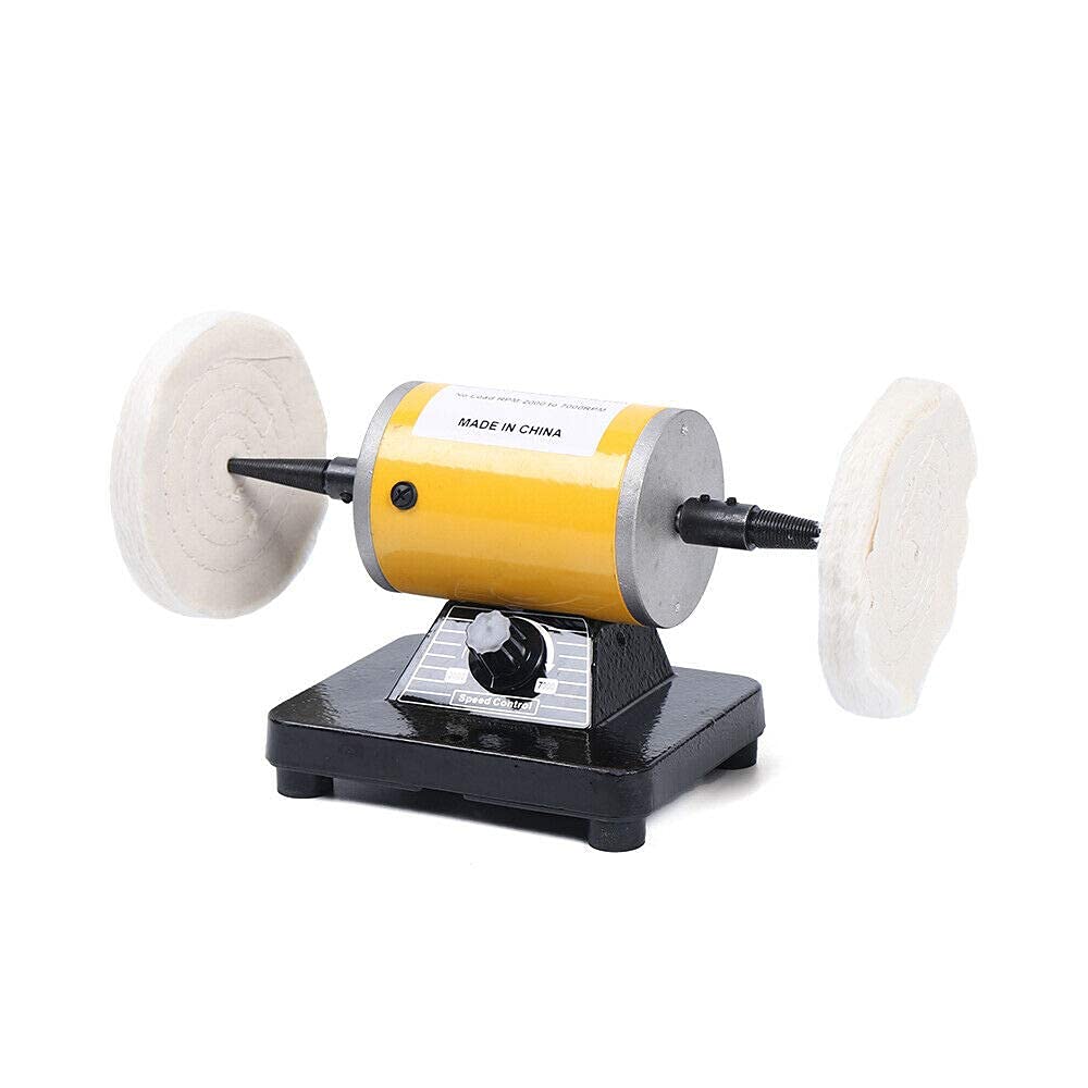 Professional Jewelry Polishing Buffing Machine - 200W 110V Mini Benchtop Gemstone Polisher with Variable Speed 2000-7000rpm for Jewelers, DIY Crafts & Rock Tumbling - Perfect for Home Workshops & Small Jewelry Businesses