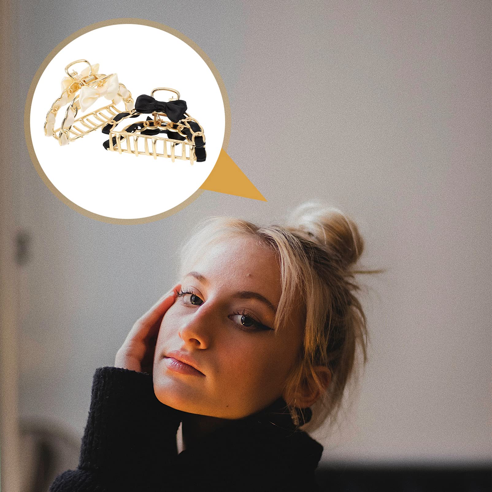 Lurrose Metal Hair Claw Clips - Non-Slip Bowknot Jaw Clips for Women & Girls | Retro Silk Hair Barrettes & Fancy Hair Clamps | Perfect for Updos, Ponytails & Everyday Styling