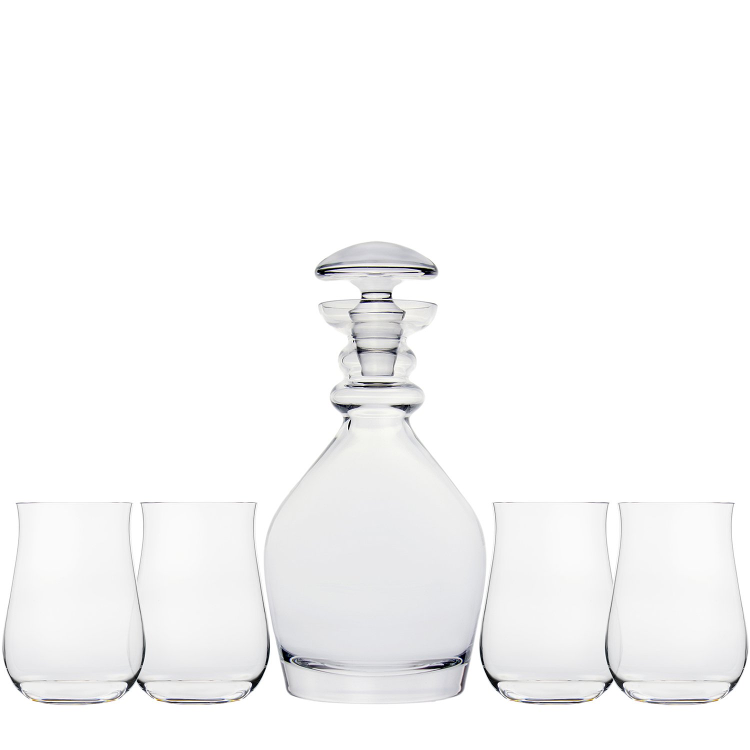 Premium Ravenscroft Crystal Thomas Jefferson 5-Piece Decanter Gift Set - Elegant Whiskey Decanter with Glasses for Bourbon, Scotch & Liquor - Perfect for Home Bars, Weddings & Luxury Gifts