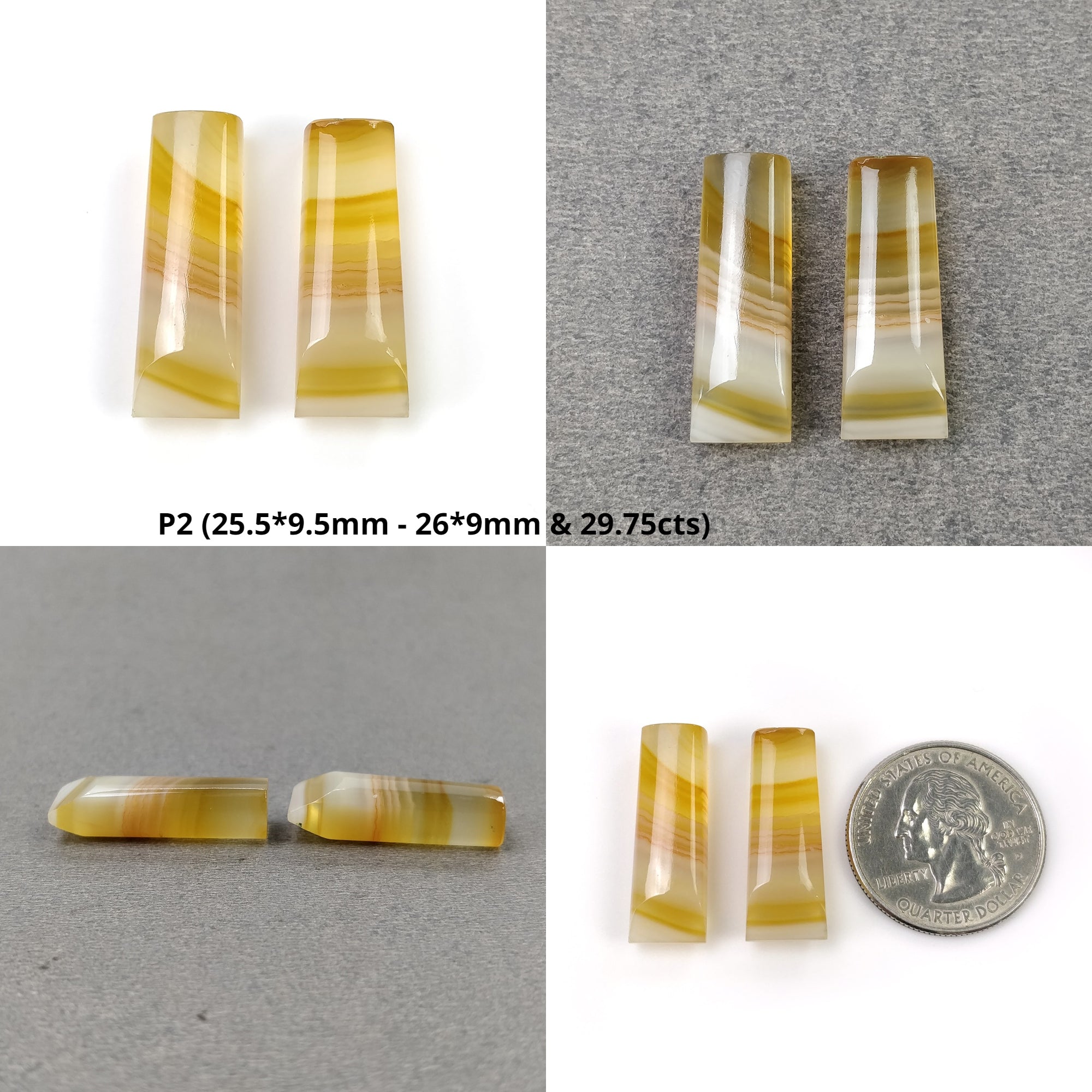 Natural Botswana Agate Gemstone Cabochon - Untreated Bi-Color Agate Pendant Stone, 2pcs - Handmade Jewelry Making Supplies for Necklaces, Rings & DIY Crafts