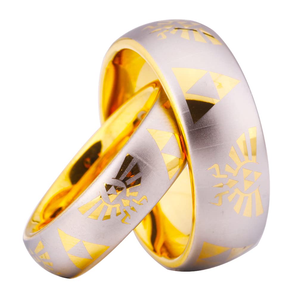 Zelda Triforce Ring - Tungsten Carbide Wedding Band for Gamers & Couples