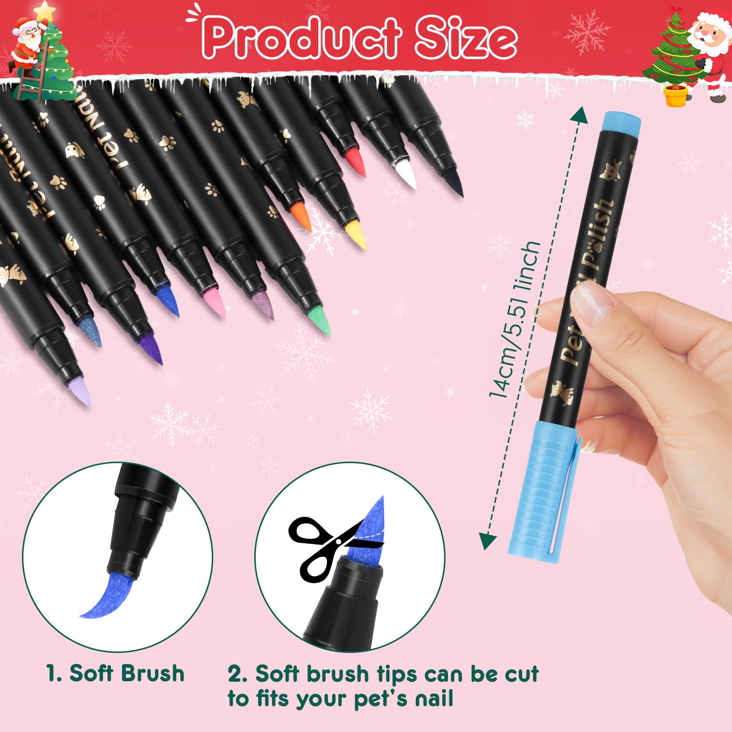 Quick Dry Dog Nail Polish Pens - 12 Color Safe Pet Nail Art Set for Puppy Grooming & Paw Care