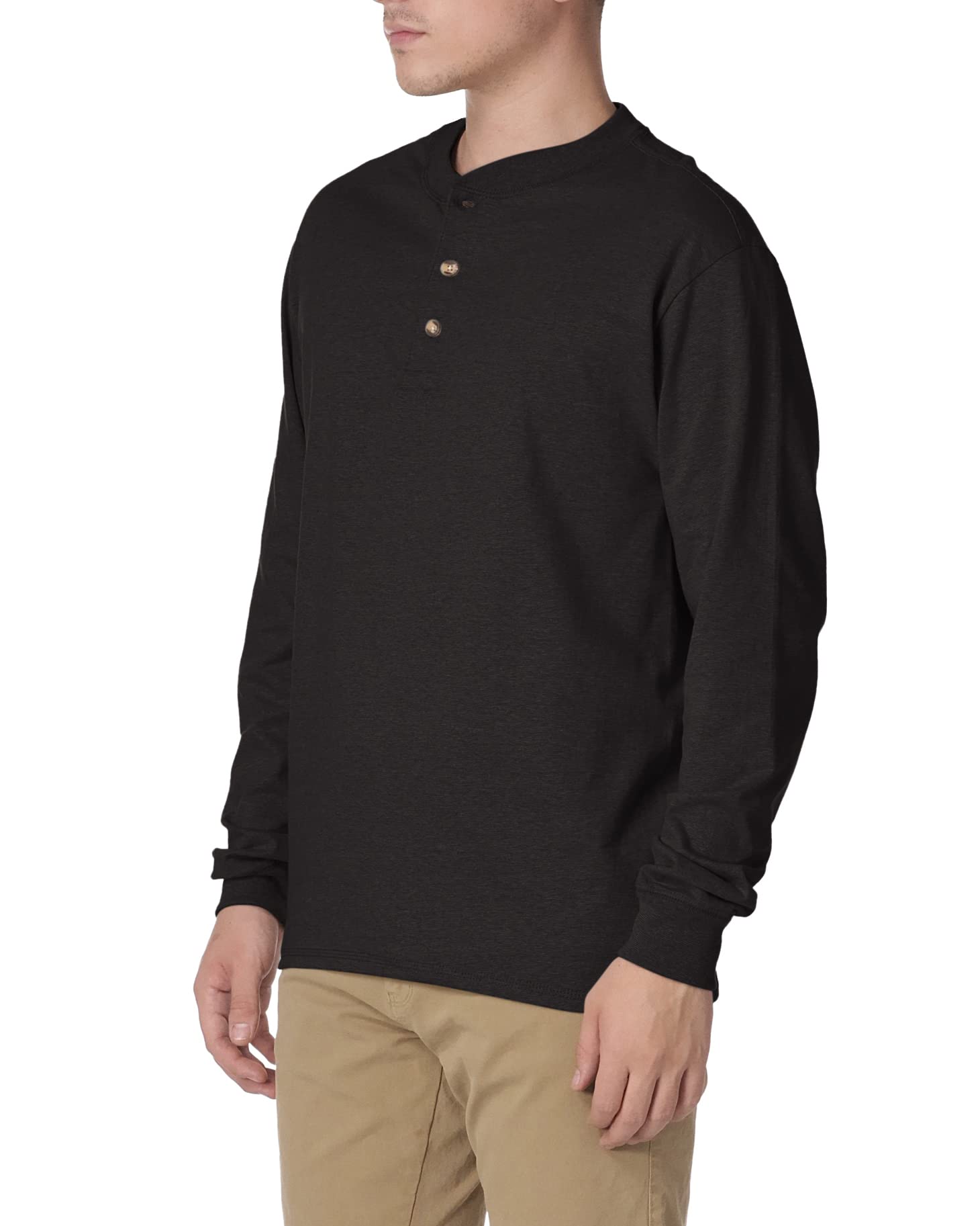 Hanes Men's Beefy-T Cotton Long Sleeve Henley Shirt - Soft & Comfortable Casual Wear for Everyday, Work & Outdoor Activities