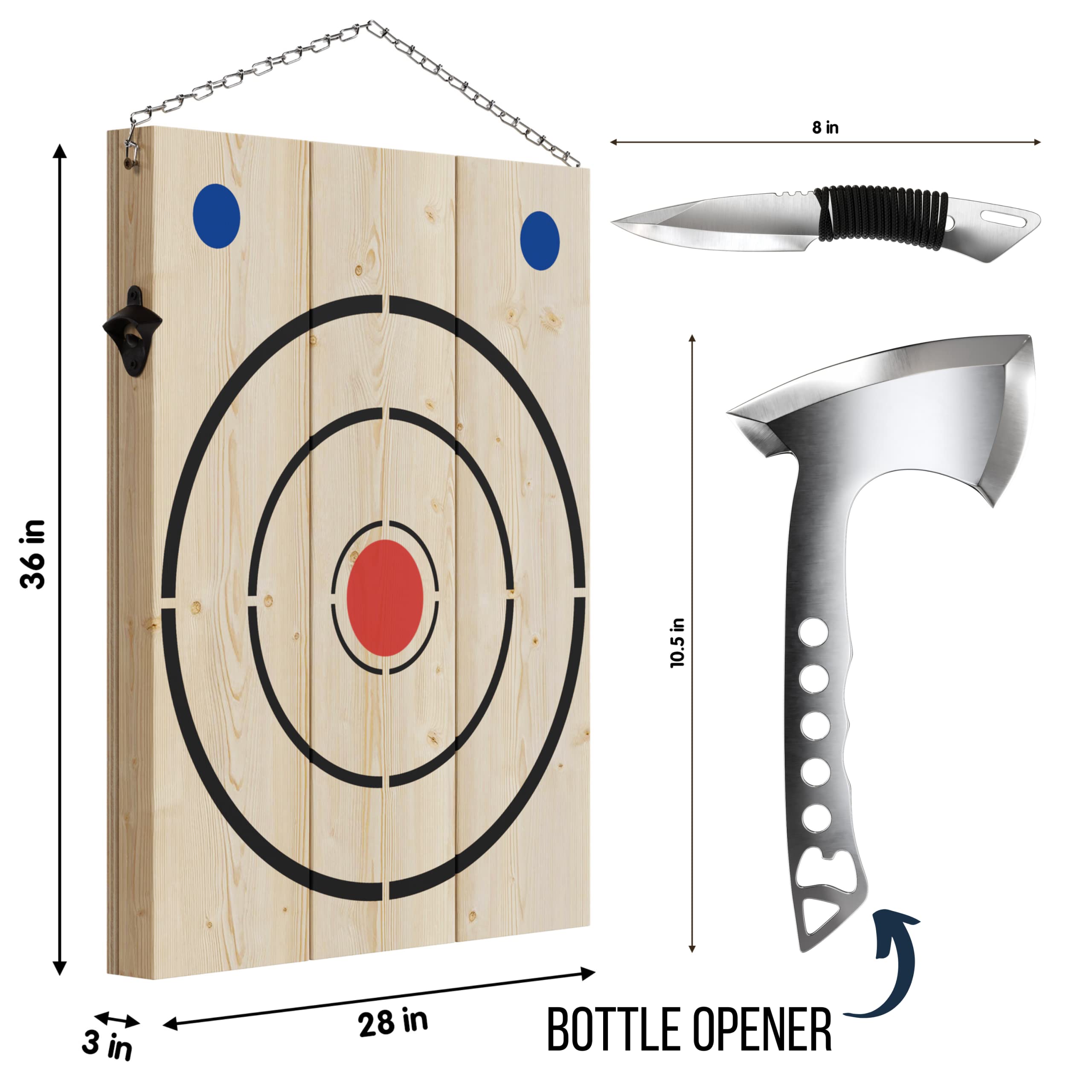 Wooden Axe Throwing Target Board for Games & Knives - USA Made - Indoor/Outdoor Fun