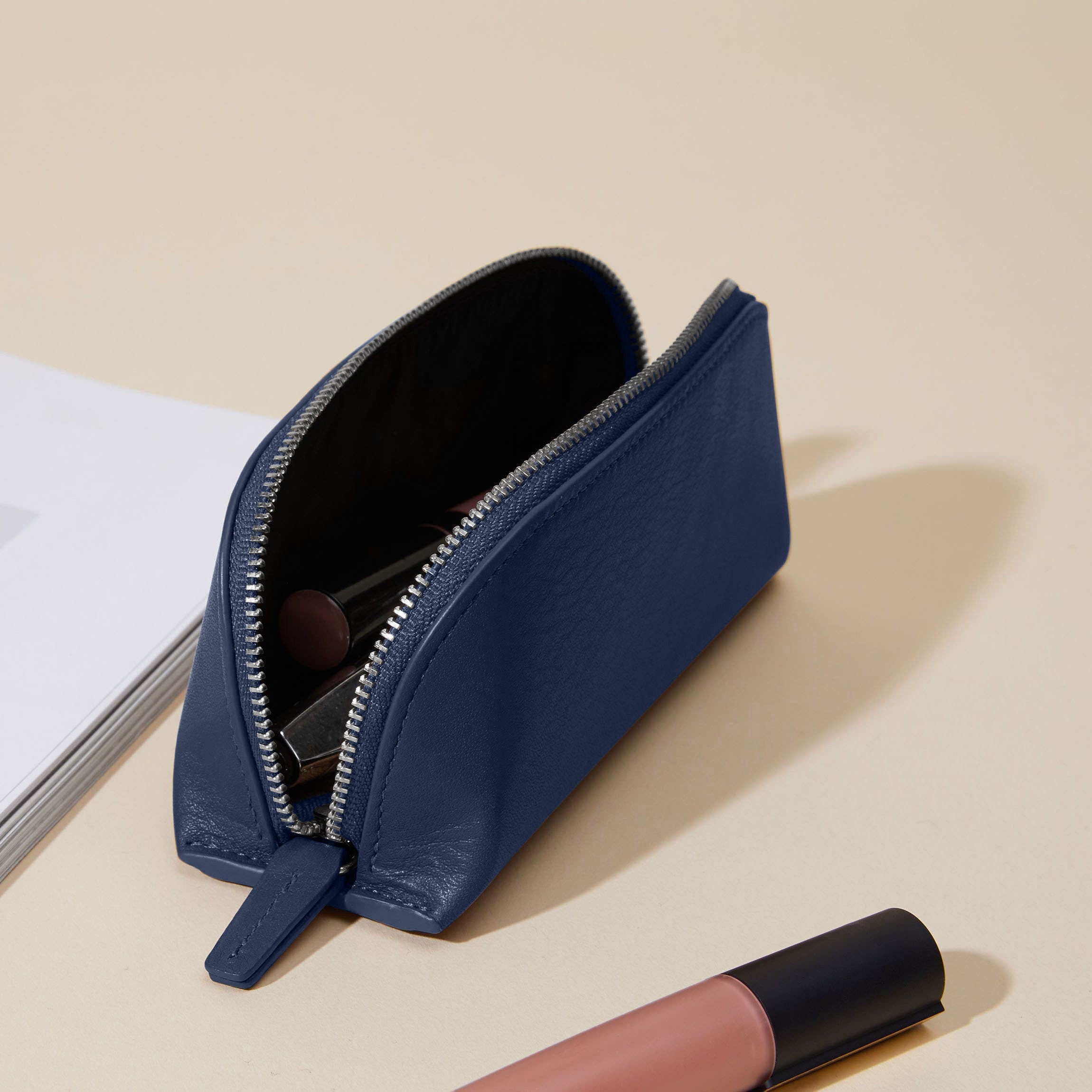 Navy Blue Zip Sunglass Case - Compact & Durable Eyewear Holder for Travel, Sports & Outdoor Activities