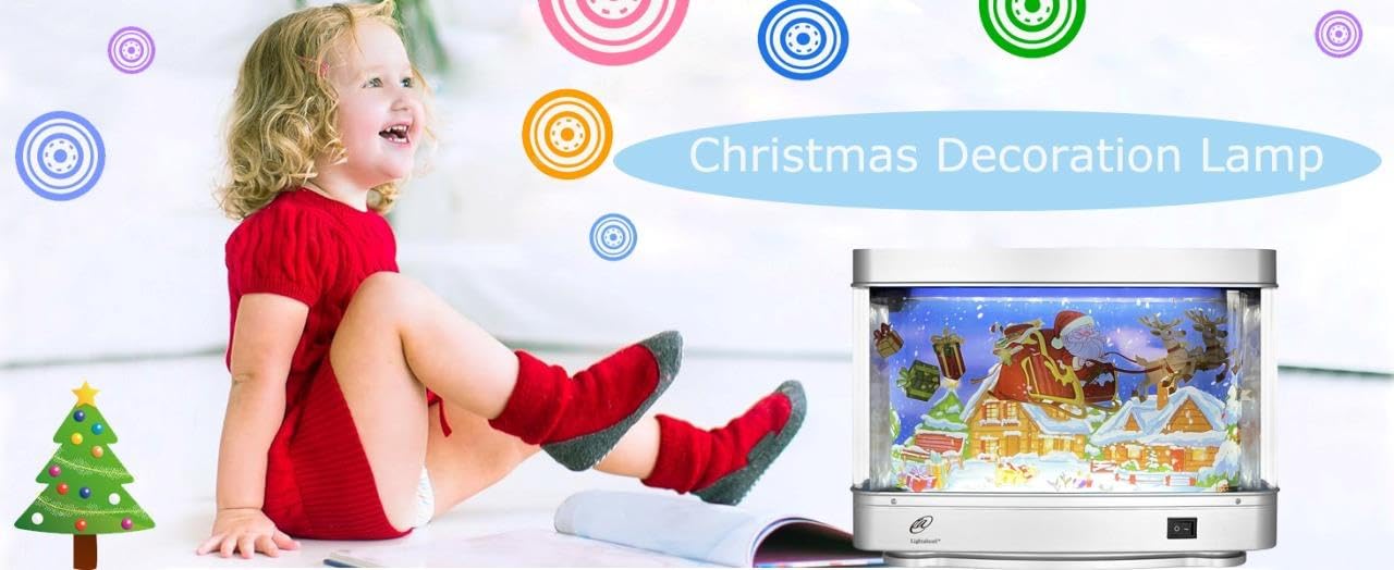 Lightahead Christmas Santa LED Motion Picture Lamp - Virtual Aquarium Night Light for Holiday Decor, Bedroom & Nursery