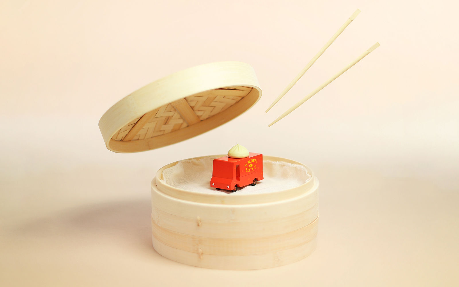 Wooden Dumpling Van Toy - Handmade Wooden Food Truck Playset for Kids - Perfect for Pretend Play, Role-Playing & Learning About Food Culture