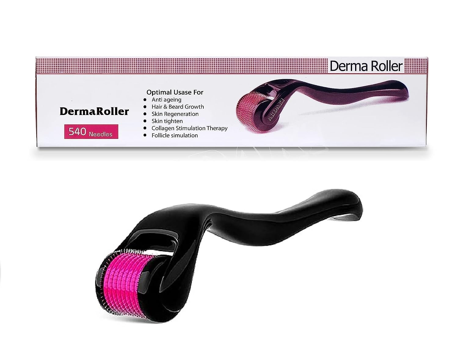 ELIIOUS Derma Roller with 540 Titanium Alloy Micro Needles - Hair Growth Treatment for Men & Women | Stimulates Hair Follicles, Reduces Hair Loss | Safe & Effective Beard & Scalp Care | Perfect for At-Home Hair Regrowth Therapy & Skin Rejuvenation