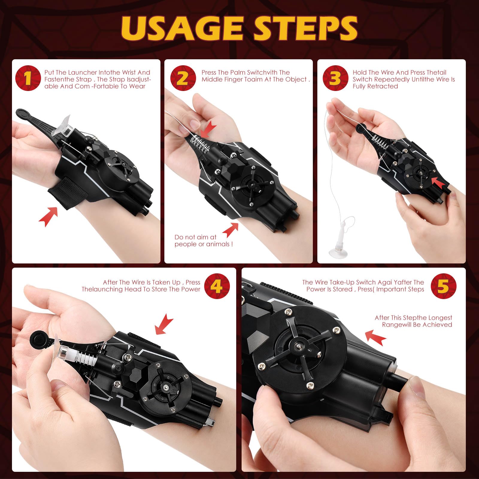 Spider Man Web Shooter Launcher - Black Electric Web Shooter Toy for Kids, Spiderman Cosplay Accessory & Halloween Decor | Perfect for Role Play, Birthday Gifts & Superhero Parties